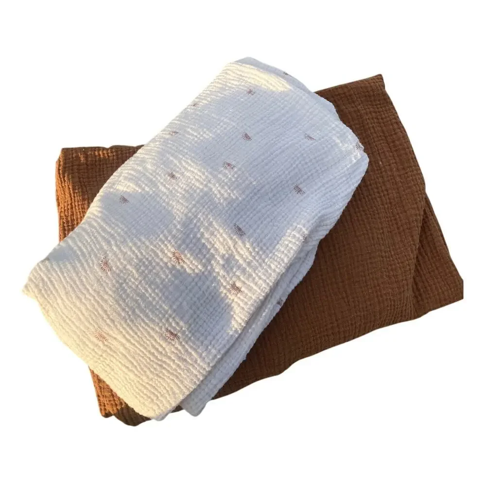 Set of 2 gender neutral Blissful Diary Muslin Cotton Crib Sheets
